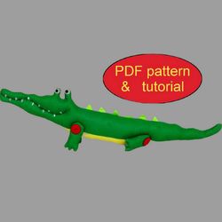 Crocodile toy pattern Crocodile doll sewing pattern & Tutorial PDF Plush pattern Plushie pattern Softie pattern DIY doll