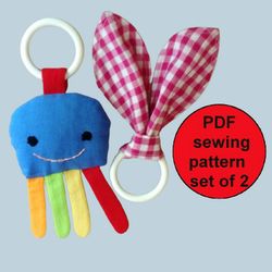 Baby rattle toy Pattern Teething ring Bunny ears Jellyfish