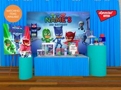 PJ Masks Birthday Party Theme Editable Instant Download Package