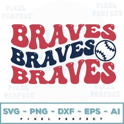 Braves Svg, Wavy Letters Svg , Baseball Braves Svg , Braves Fan, Braves Svg, Retro Boho Vintage, Svg Cut File Cricut, Sv