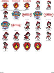 Collection CARTOON CHARACTERS PAW PATROL MARSHAL Embroidery Machine Designs PES JEF HUS DST EXP VIP XXX