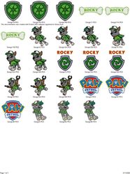 Collection CARTOON CHARACTERS PAW PATROL ROCKY Embroidery Machine Designs PES JEF HUS DST EXP VIP XXX