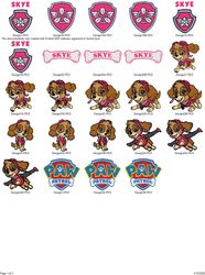 Collection CARTOON CHARACTERS PAW PATROL SKYE Embroidery Machine Designs PES JEF HUS DST EXP VIP XXX