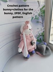 BUNNY crochet pattern 2 PDF Crochet rabbit doll pattern. crochet pattern bunny and crochet pattern of clothes for bunny