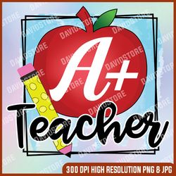 Teacher PNG, Apple Sublimation Design, Hand Drawn, Sublimation PNG, Digital Download, Printable Artwork, Digital Art