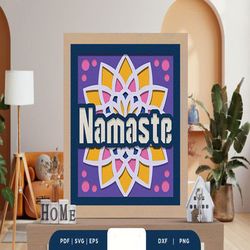 Namaste Mandala 3D Paper Cut SVG, Shadow Box Template, Paper Cutting Template, Light Box SVG Files, 3D Papercut Lightbox