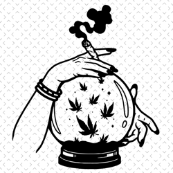weed leaf crystal ball svg, trending svg, weed ball svg, crystal ball svg, cannabis ball svg, smoking svg, witchy ball s