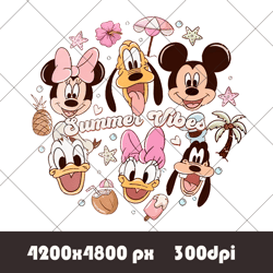 Retro Disney Summer PNG, Cute Summer Mickey Friends PNG, Summer Girl Trip 2023 PNG, Summer Vacation PNG, Beach Vibes PNG