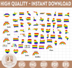 LGBT PRIDE SVG bundle |  lgbt flag, gay svg | Lesbian| Love clip art | Rainbow personal & commercial use | gay flag svg