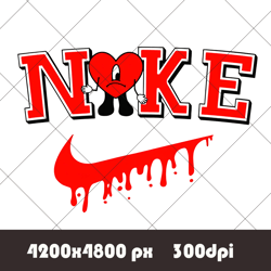 Nike Logo Bad Bunny Heart Embroidered PNG, Bad Bunny Crewneck PNG, Un Verano Sin Ti, Tu No Eres Bebecita Eres Bebesota