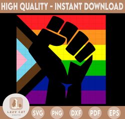 Gay Fist Hand Pride Symbol Rainbow Flag LGBT Pride Rights Power Homosexual Lesbian Love Design Element Icon Logo SVG PNG