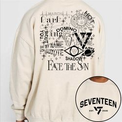 Seventeen Track List Album 2022 Sweatshirt, Face The Sun Track List Shirt, Seventeen World Tour 2022 Be The Sun Shirt, S