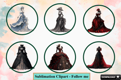 Victorian lady in 19th century dress clipart Watercolor png