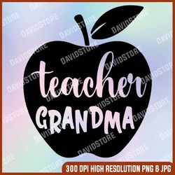 Teacher Grandma SVG, Teacher Day Apple, Black Apple, SVG, Cut file, Teacher, Grandma