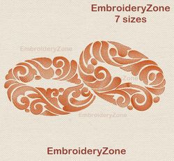 Wedding rings machine embroidery design, married rings embroidery designs wedding ring patterns, 7 sizes