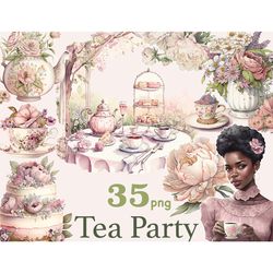Tea Party Clipart | Black Girl Planner Graphics