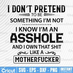 I Don't Pretend To Be Something I'm Not Like a Motherfucker svg funny saying sarcastic gift for friends birththday gift