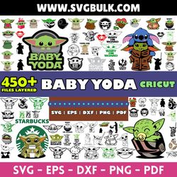 Baby Yoda Svg Bundle, Baby Yoda Clipart, Cartoon Movie Svg, Cricut Cut Files, Silhouette