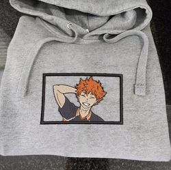 Hinata Embroidered Crewneck, Haikyuu Embroidered Sweatshirt, Inspired Embroidered Manga Anime Hoodie, Unisex Tshirt