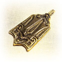 Ukraine brass trident necklace pendant,Vintage Brass trident charm,ukrainian emblem tryzub,ukrainian symbol tryzub
