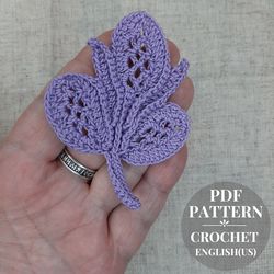 Crochet leaf pattern, crochet leaves applique, pattern crochet Irish lace, crochet motif pattern, crochet pattern pdf.