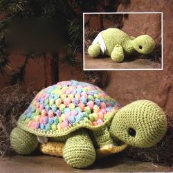 crochet turtle pattern - stuffed toy vintage patterns pdf instant download