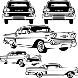 Chevrolet Impala 1958 Vector File. laser engraving, cnc router, cutting, engraving, cricut, vinyl cutting file