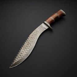 Handmade Damascus Steel Blade Gurkha Kukri Knife - Hunting- Camping Knife