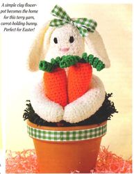Crochet Flowerpot Bunny pattern - Stuffed Toy Vintage patterns PDF Instant download