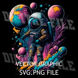 Astronaut With Balloons in Space SVG PNG DOWNLOAD DIGITAL SUBLIMATION FILES