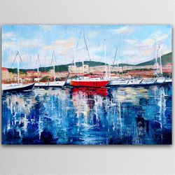 yachts, seascape  original oil painting