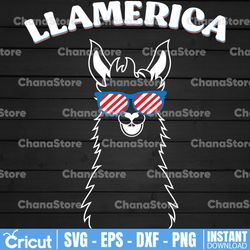 4th of July Svg, American Llama Svg, Cute Llama, Star Spangled Girl, Little Miss Svg, Independence Day Svg Cut Files