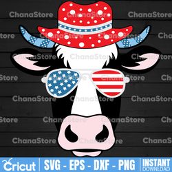4th of July svg, Cow svg, Independence Day svg, American flag svg, patriotic, Svg Files for Cricut, cut file, dxf files