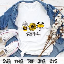 Fall Vibes svg, Coffee Shirt design, Cute Fall T-shirt, Sun Flower Fall svg, Womens Fall Shirt, Gift For Her, cricut png