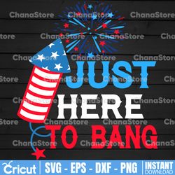 4th Of July Just Here To Bang Svg, 1776 Svg, American Patriotic, The Fourth of July, Svg, Png Files For Cricut