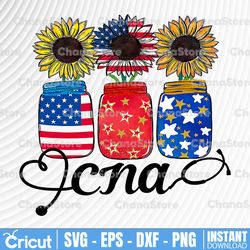 Patriotic CNA Nurse 4th Of July American Flag Sunflower Love, 4th of July CNA PNG, Instant Download nurse Nurse