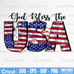 God Bless The USA Red White Blue Flag Patriotic 4th of July PnG INSTANT DOWNLOAD Print and Cut File Silhouette Cricut