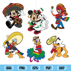 Cinco De Mayo Mickey and Friends Bundle Cutting File Printable, cinco de mayo svg