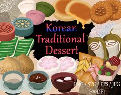 Korean Traditional Dessert png, svg, Digital Sticker, Asian Food Clip art, cute, mochi, hotteok, Cookies, Rice Cake