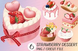 STRAWBERRY DESSERT PNG | Cute Clipart | Kawaii Stickers | Pink | Piece Of Cake | Sweets | Cupcake | Ice Cream | Tart | H