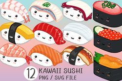 Kawaii Sushi PNG | svg | clipart | maki sticker | cute sushi | sushi rolls | kawaii japan food | Cute Japanese food | do