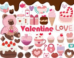 VALENTINES DAY svg | Chocolate png | Cricut svg | Teddy Bear | Strawberry Cake| heart | Ribbon | Kawaii | Cute | Wine |