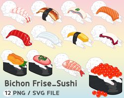 Bichon Frise | Sushi PNG | svg | Clip Art | Maki | cute | sushi rolls | kawaii japan food | Dog | Puppy | doggie