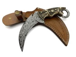 Custom Handmade Damascus Steel Hunting Karambit Knife Stag/Antler Karambit Knife