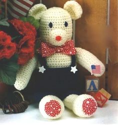 teddy bear crochet pattern - stuffed toy vintage patterns pdf instant download