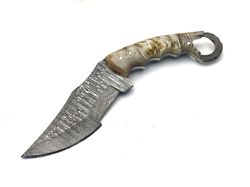 Custom Handmade Damascus Steel Hunting Karambit Knife Ram Horn Karambit Knife