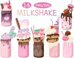 MILKSHAKE SVG, Ice Cream PNG, Melted Chocolate, Parfait, Clip Art, Cookies, Drink, Donut, Hearts, Dessert, Sweets
