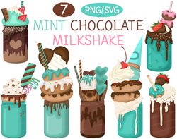 Mint Chocolate Milkshake SVG | Ice Cream PNG, Melted Choco, Parfait, Clipart, Strawberry, Donut, Hearts, Dessert, Marshm
