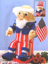 Uncle Sam Crochet pattern - Crohet Uncle Sam Hat - Stuffed Toy Vintage patterns PDF Instant download