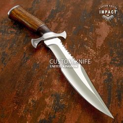 IMPACT CUTLERY RARE CUSTOM DAMASCUS BOWIE KNIFE BURL WOOD HANDLE